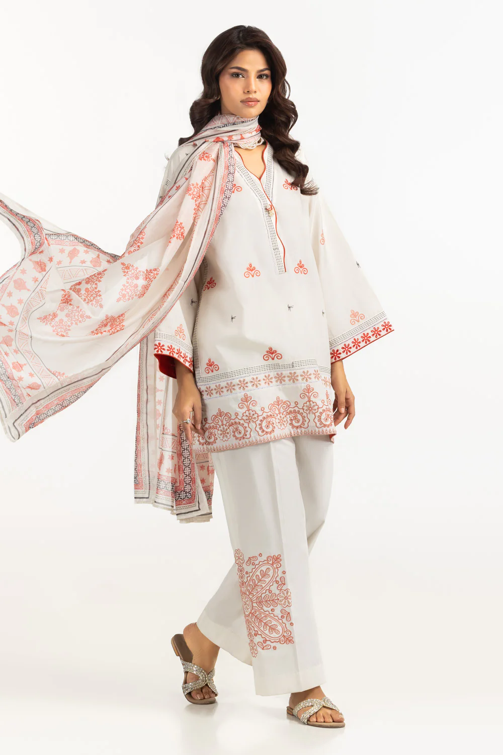 3PC Cambric Embroidered Suit - Image 4