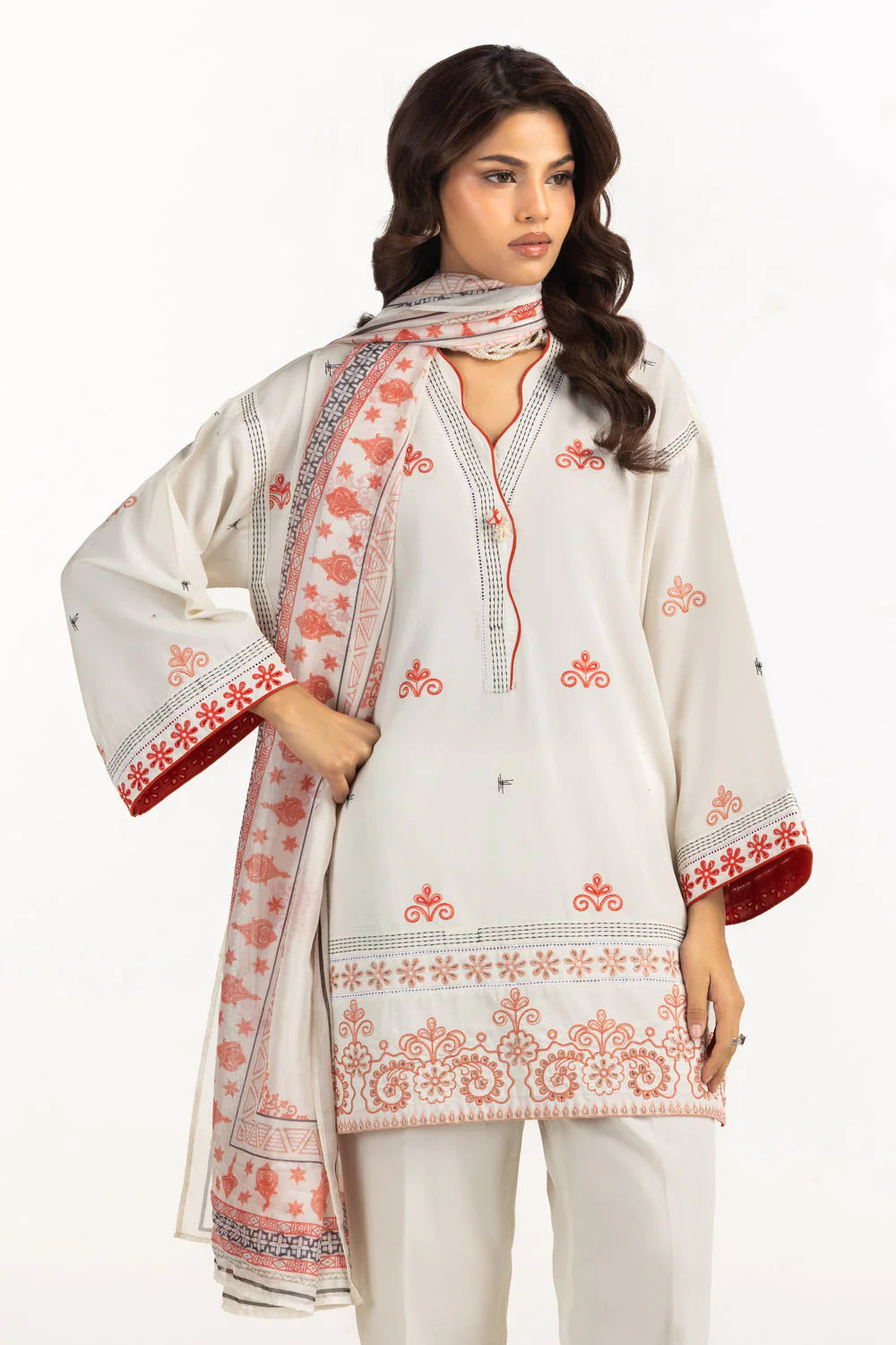 3PC Cambric Embroidered Suit - Image 5
