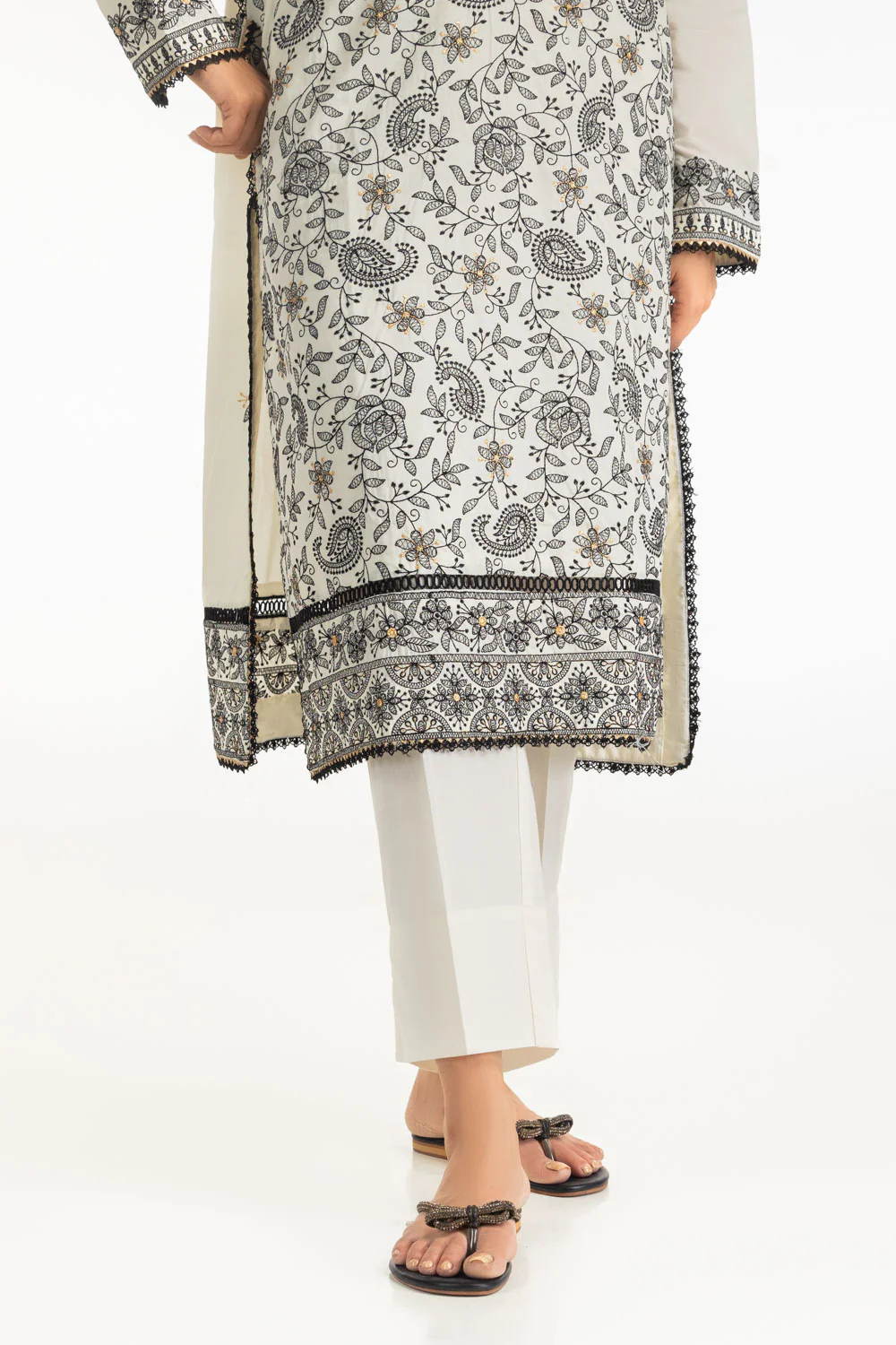 3PC Cambric Embroidered Suit - Image 7