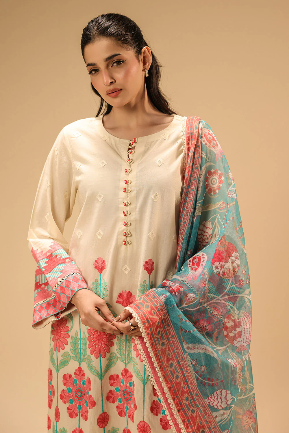 3PC Cambric Embroidered Suit - Image 4