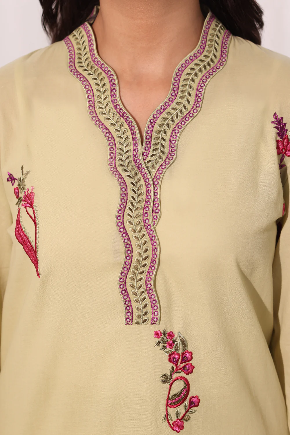 3Pc Cambric Embroidered Suit - Image 3