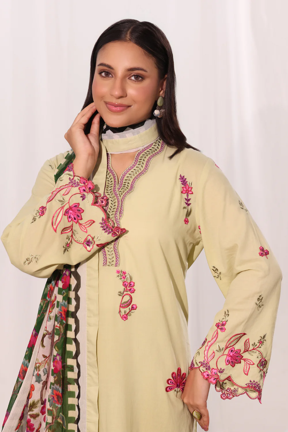 3Pc Cambric Embroidered Suit - Image 6