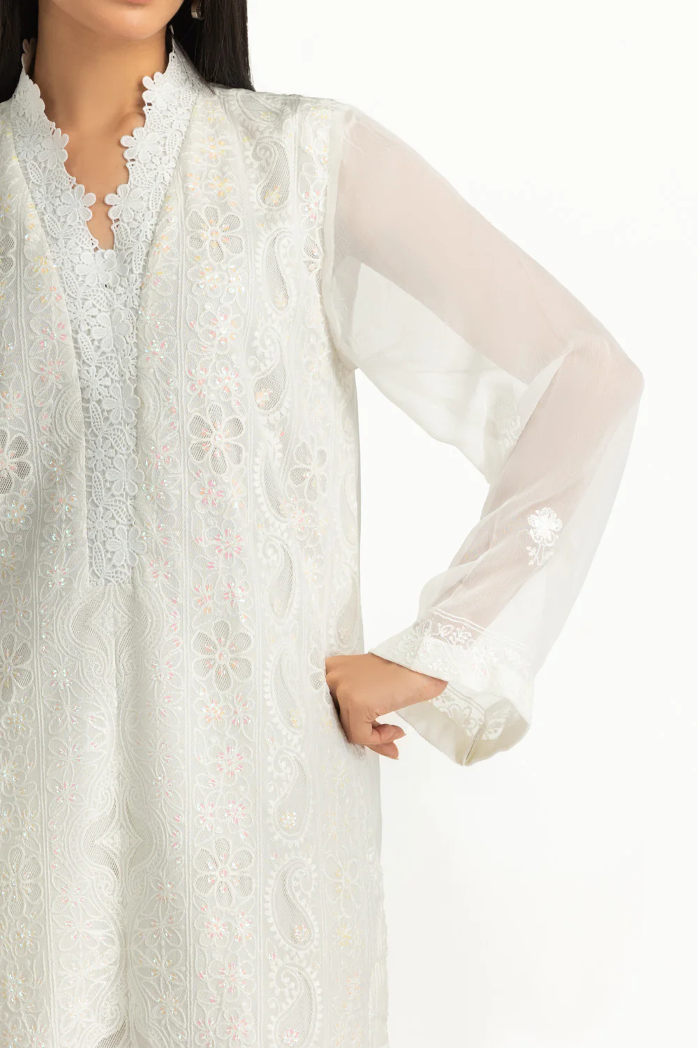 3PC Chiffon Embroidered Suit - Image 2