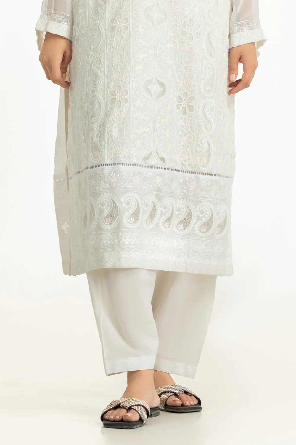 3PC Chiffon Embroidered Suit - Image 7