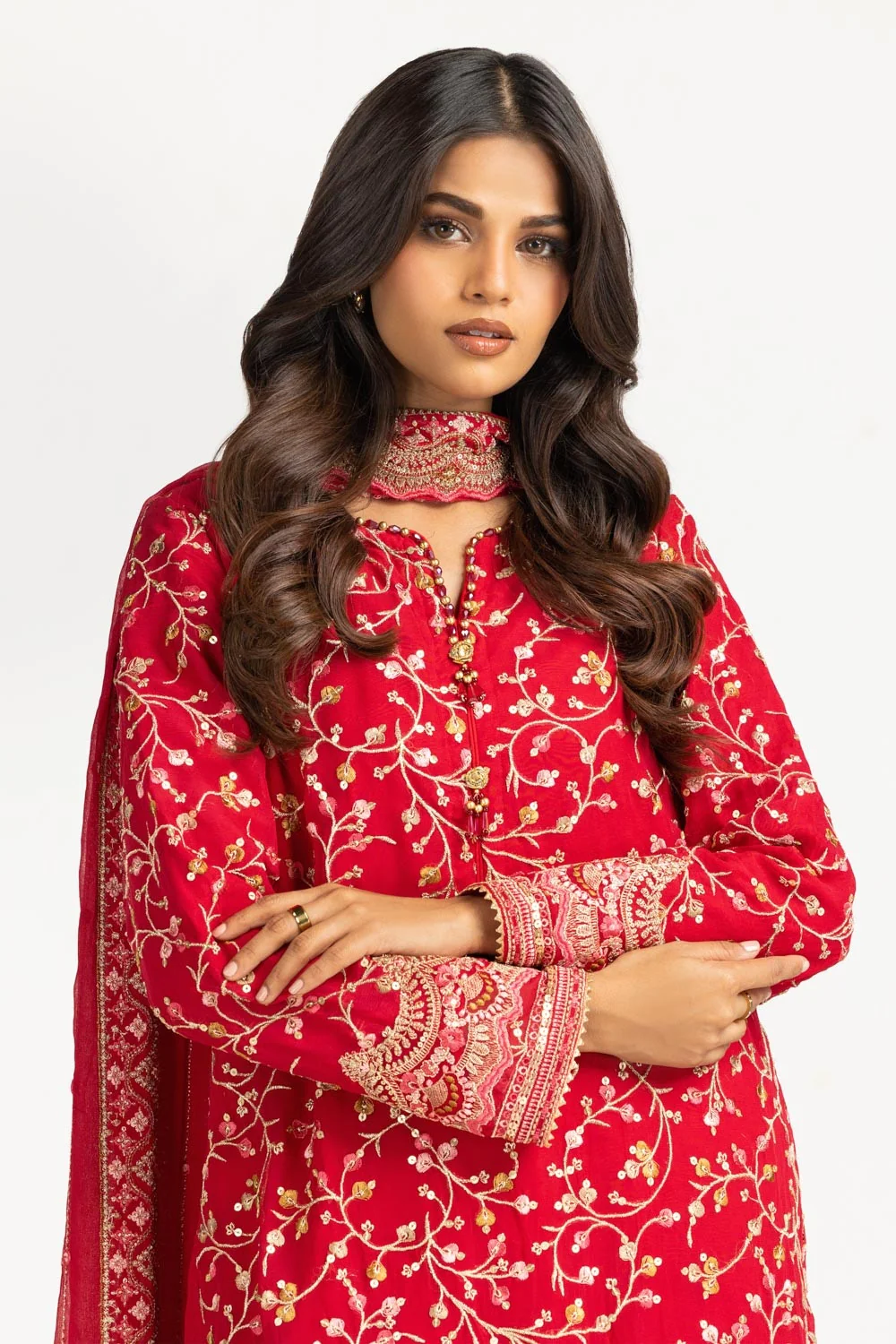 3PC Chiffon Embroidered Suit - Image 4