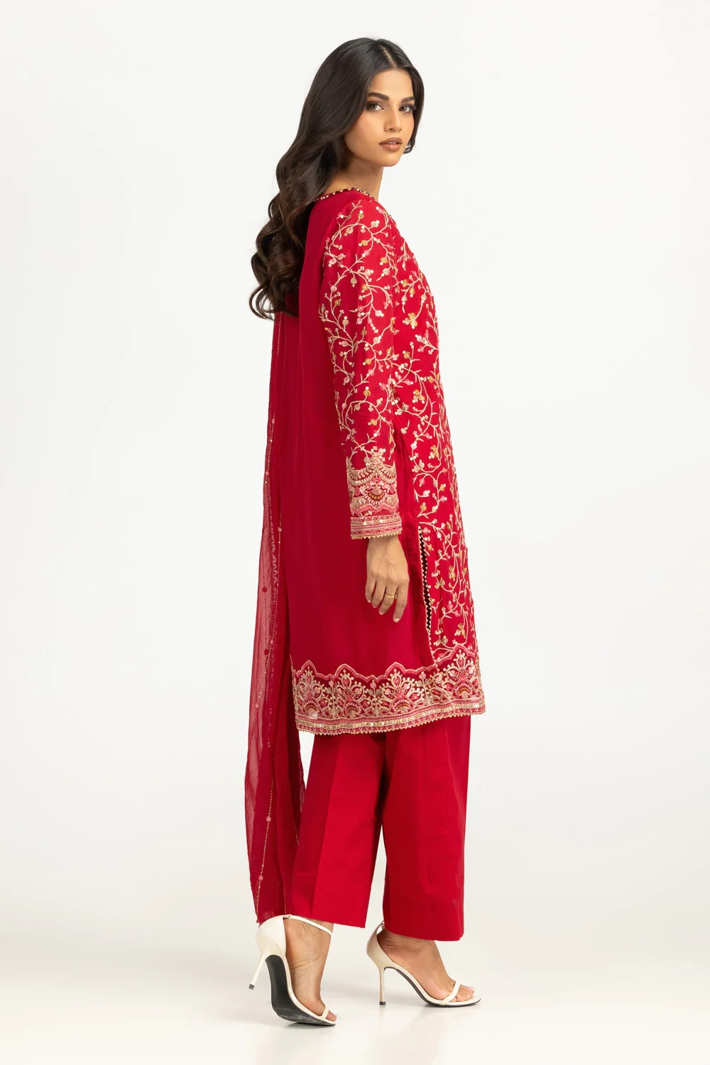 3PC Chiffon Embroidered Suit - Image 5