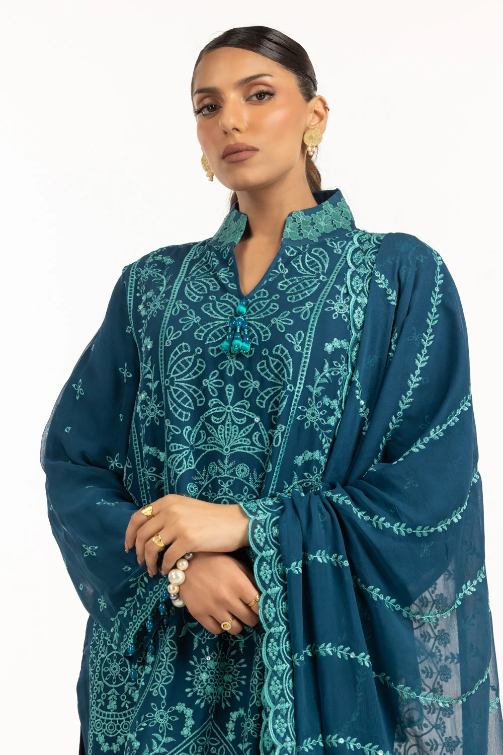 3PC Chiffon Embroidered Suit - Image 4