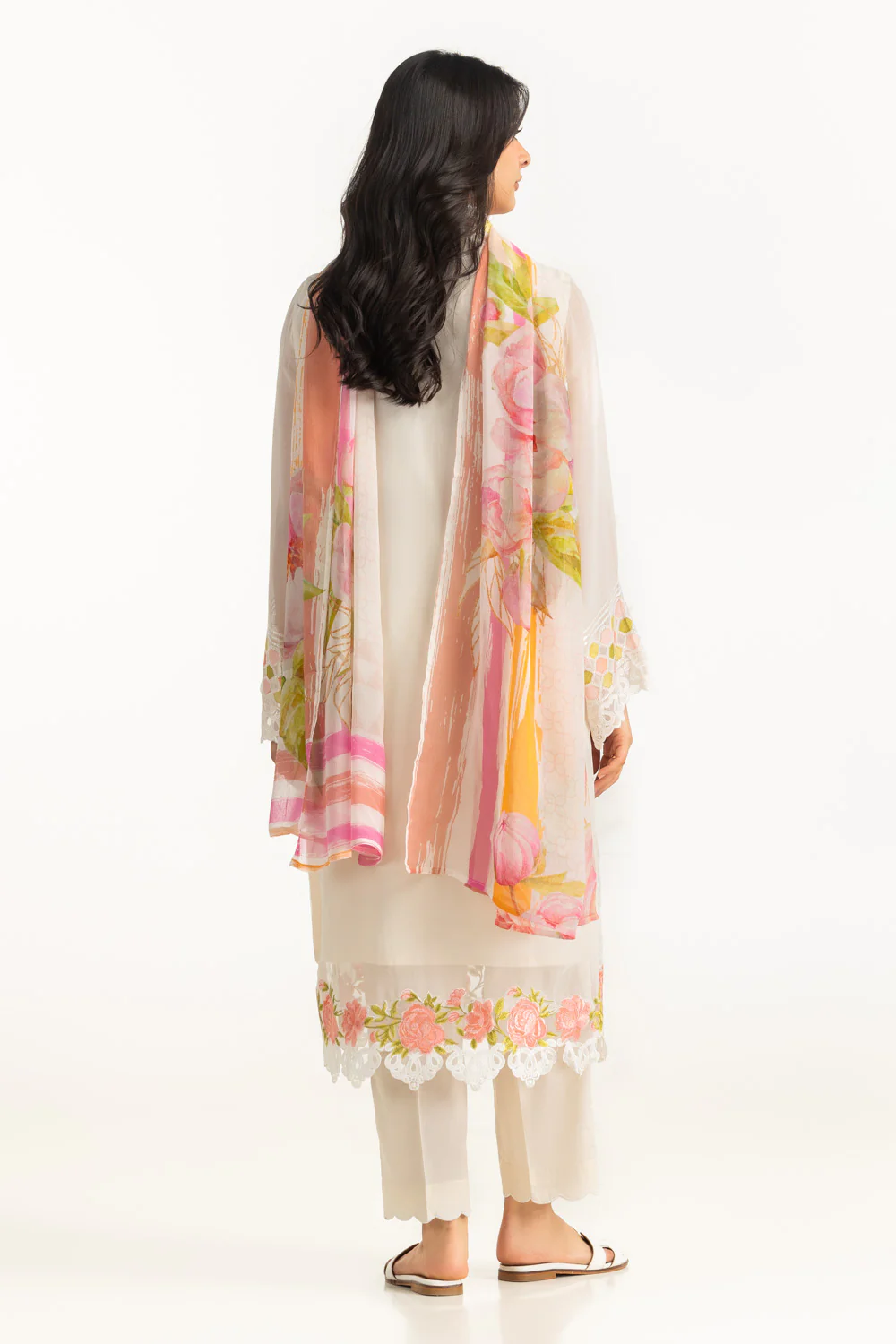 3PC Chiffon Sequins Embroidered Suit - Image 6