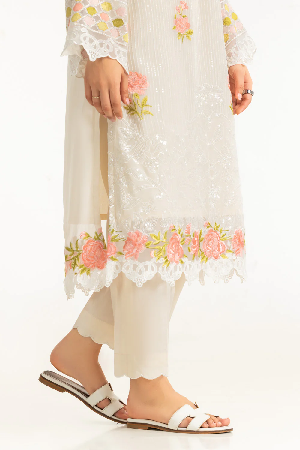3PC Chiffon Sequins Embroidered Suit - Image 7
