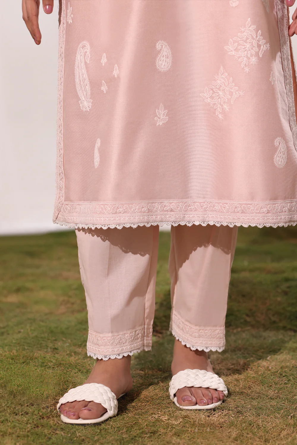 3Pc Cotton Net Embroidered Suit - Image 7