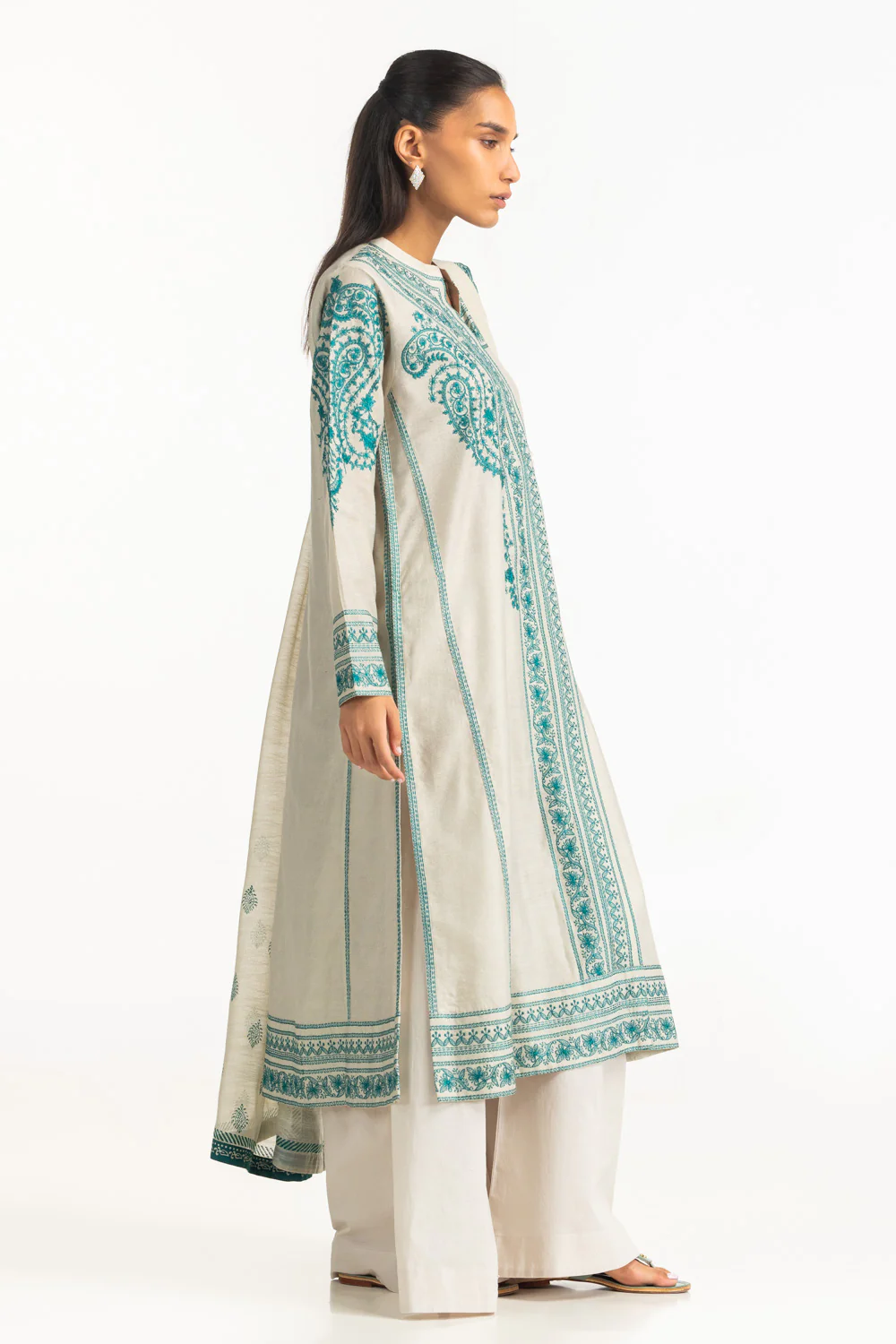 3PC Cotton Net Embroidered Suit - Image 3