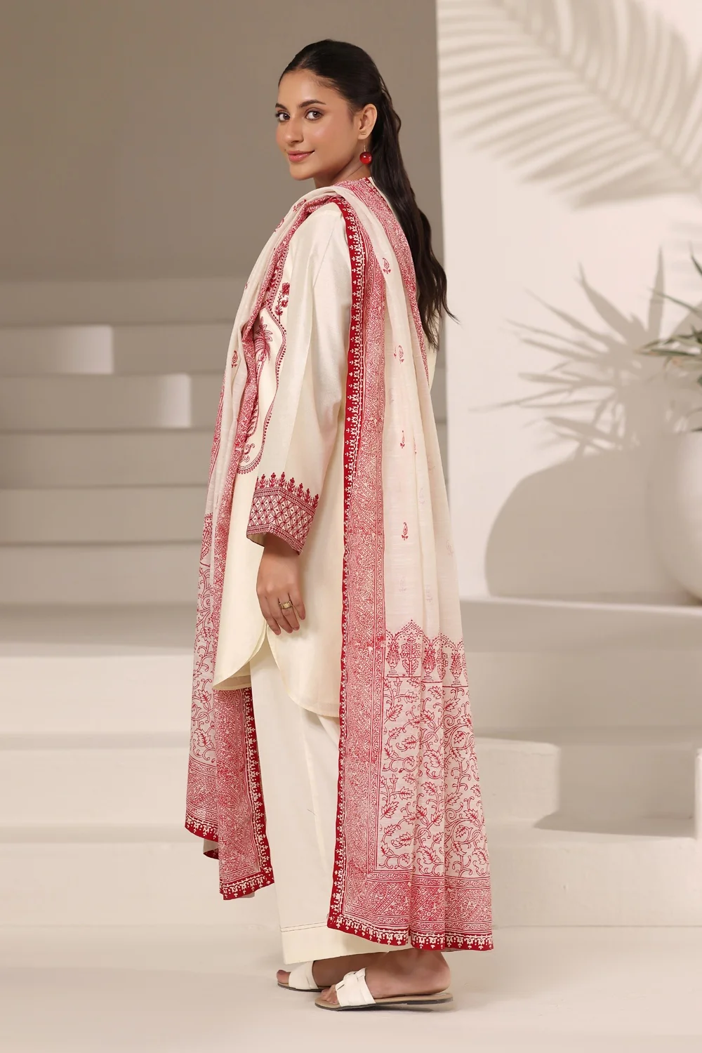 3PC Cotton Net Embroidered Suit - Image 5