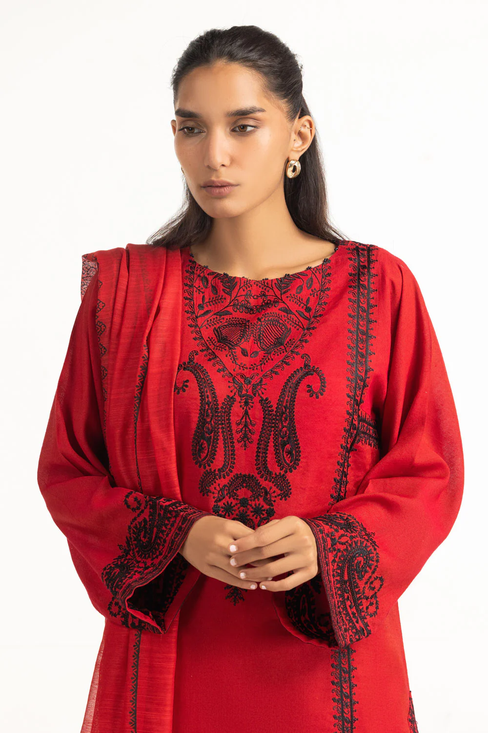 3PC Cotton Net Embroidered Suit - Image 4