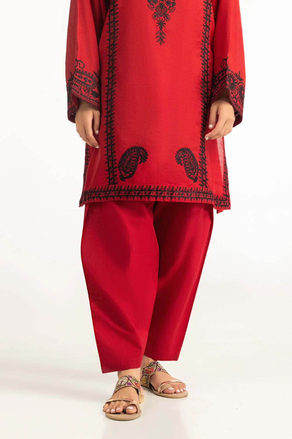 3PC Cotton Net Embroidered Suit - Image 7