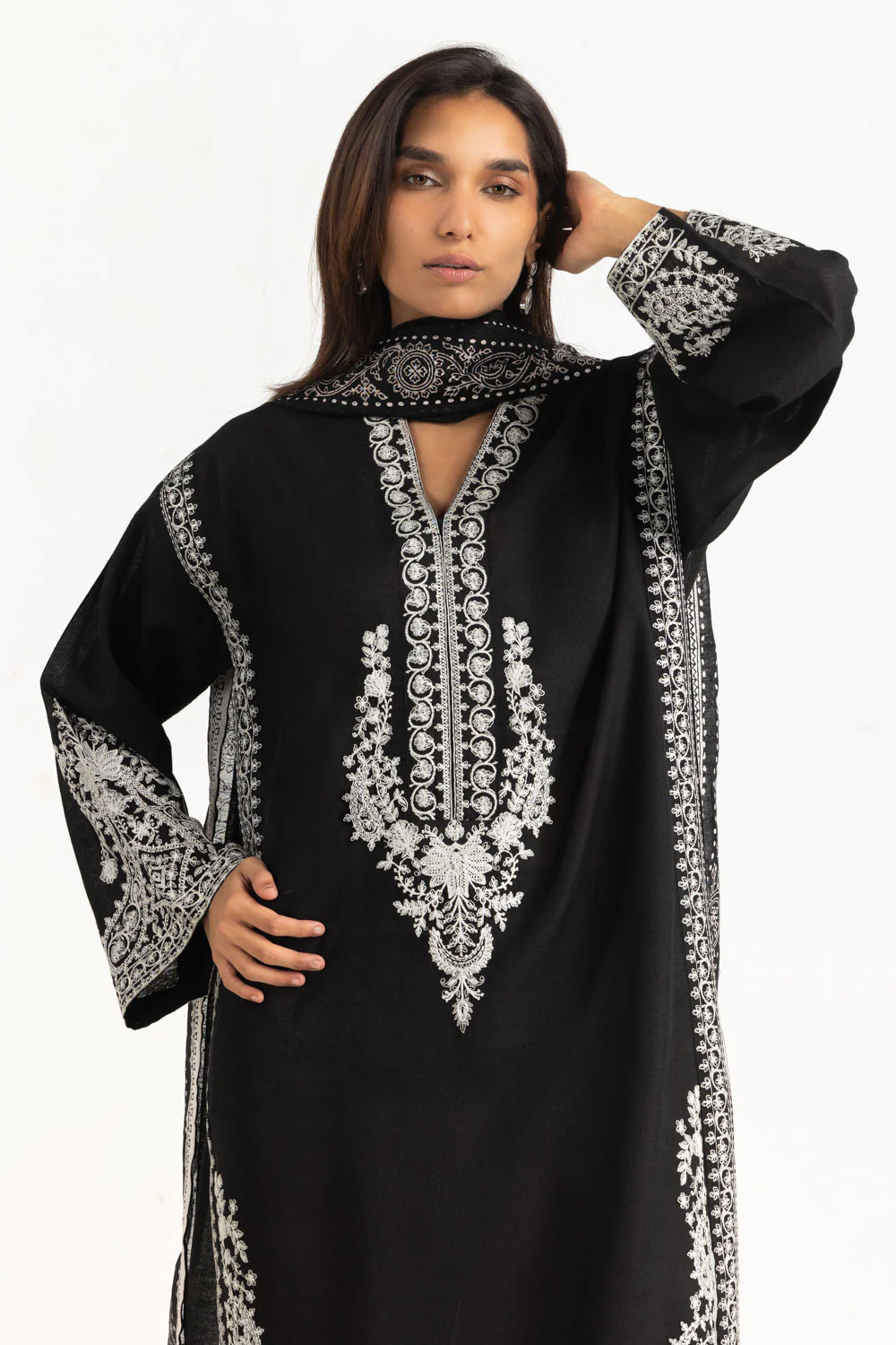 3PC Cotton Net Embroidered Suit - Image 6