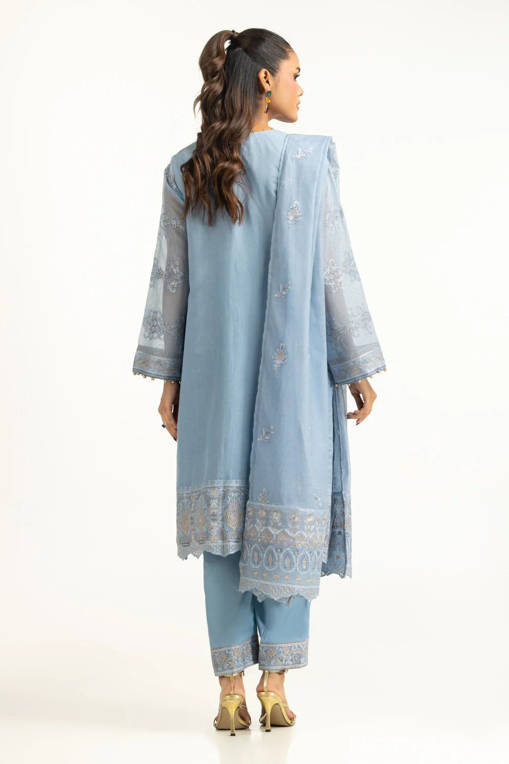 3PC Cotton Net Embroidered Suit - Image 3