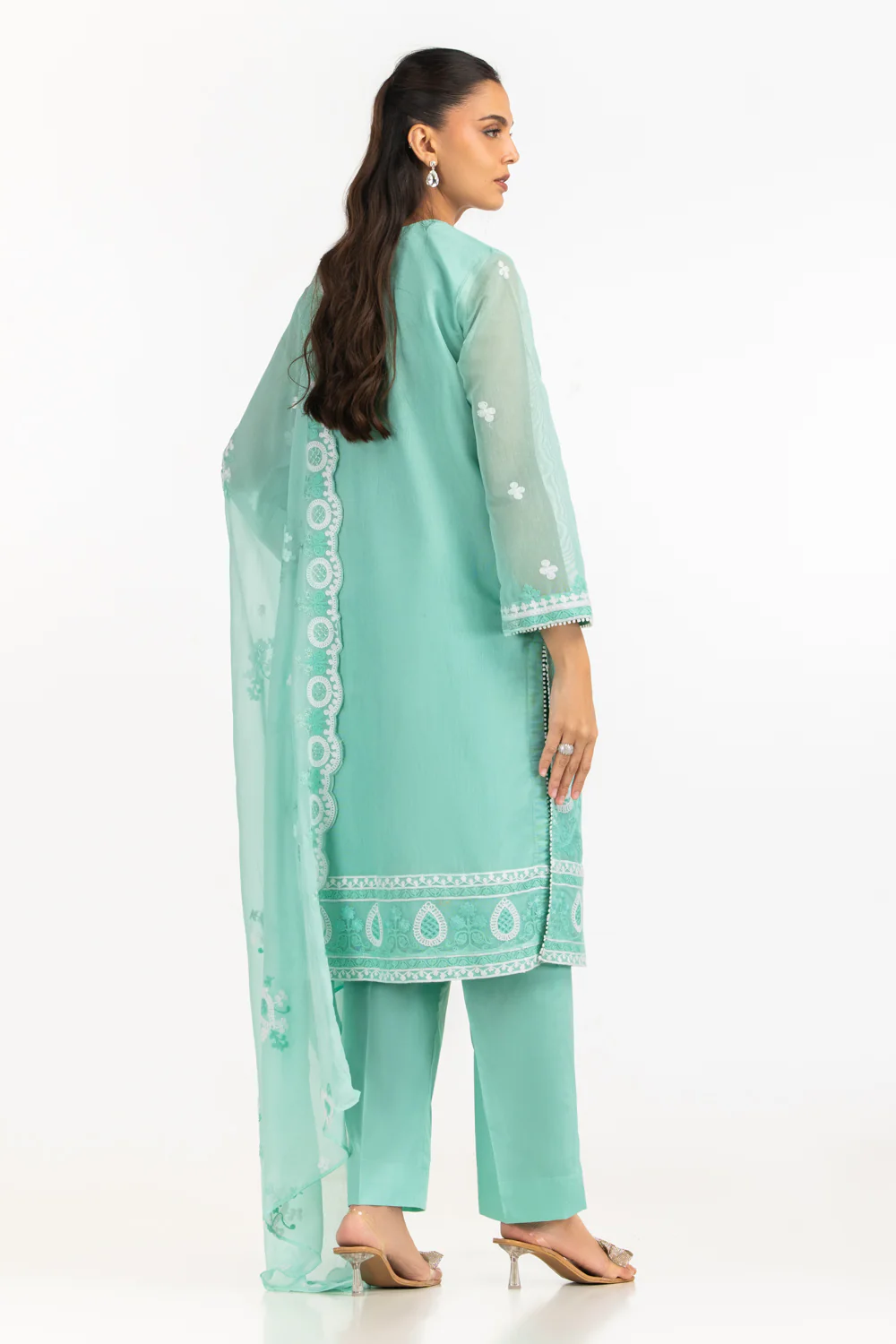 3PC Cotton Net Embroidered Suit - Image 6