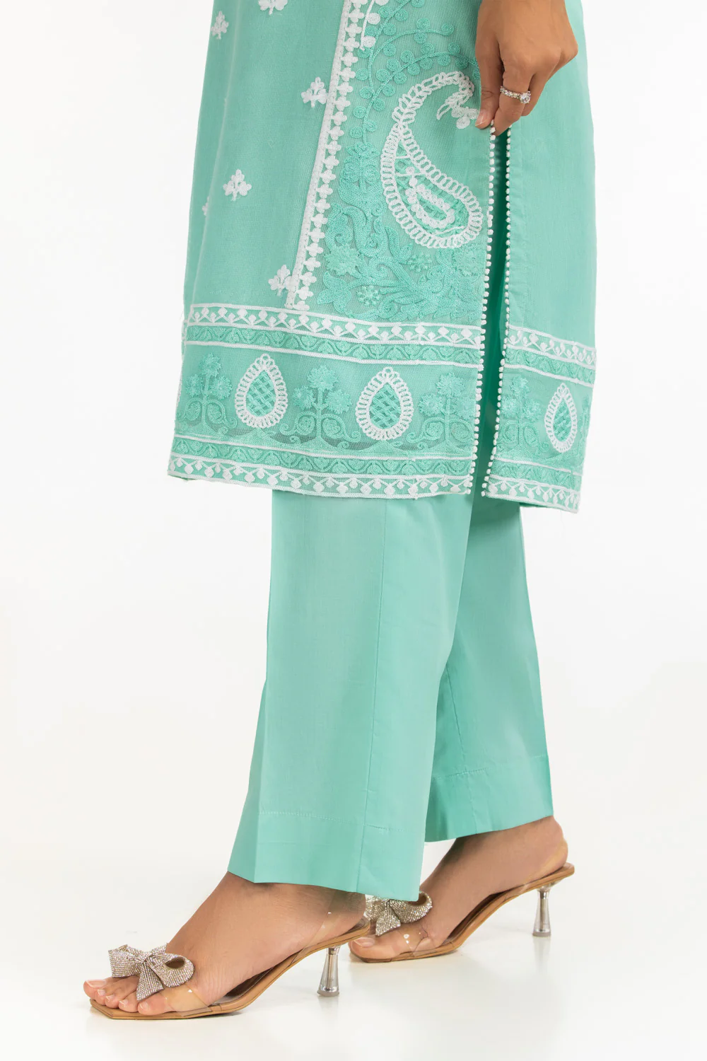 3PC Cotton Net Embroidered Suit - Image 7