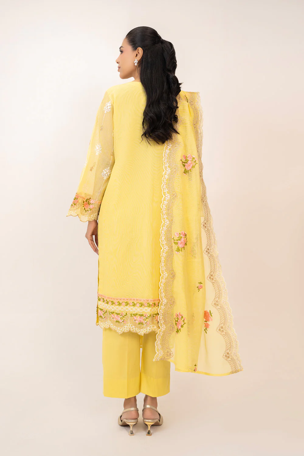 3PC Cotton Net Embroidered Suit - Image 6