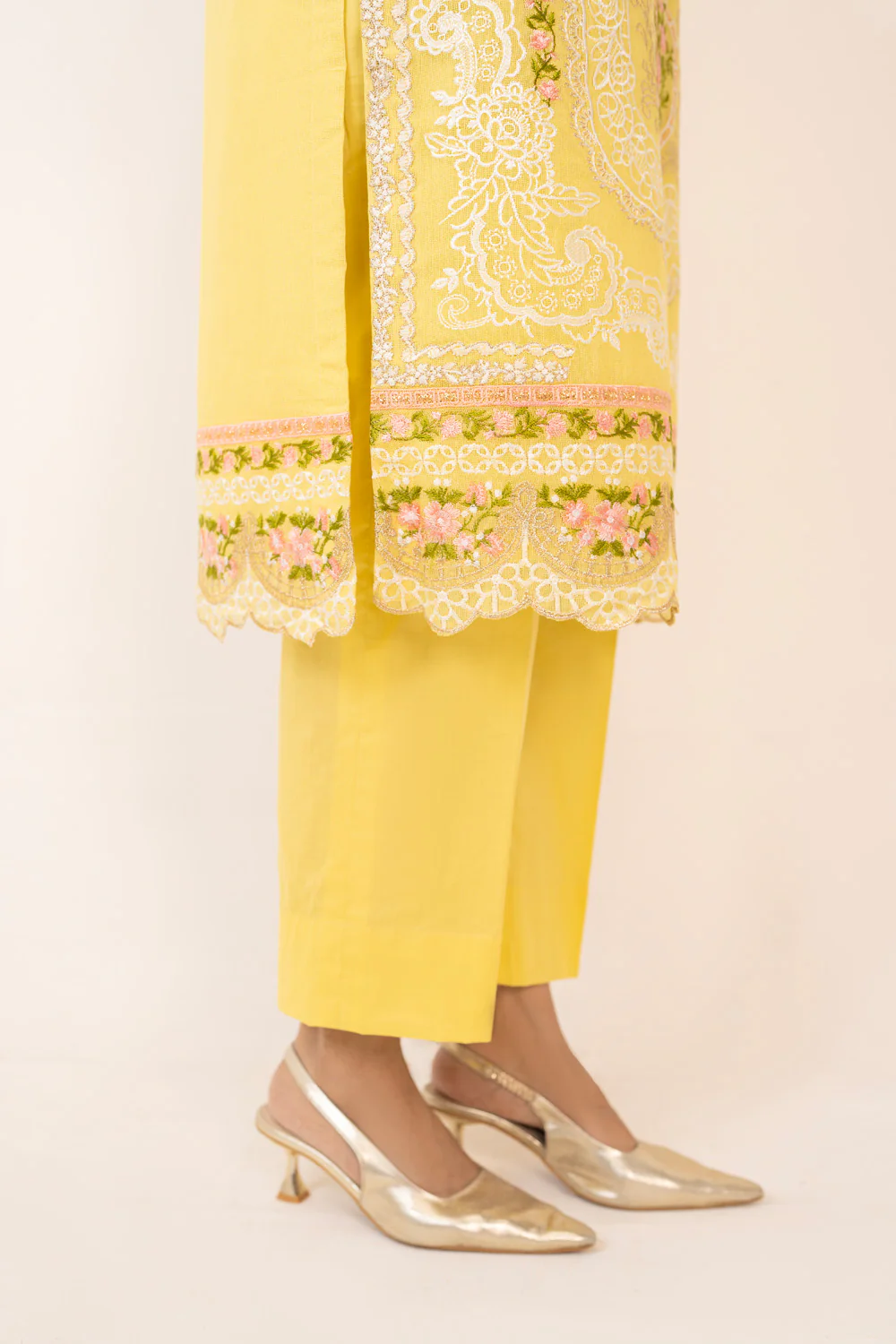 3PC Cotton Net Embroidered Suit - Image 7