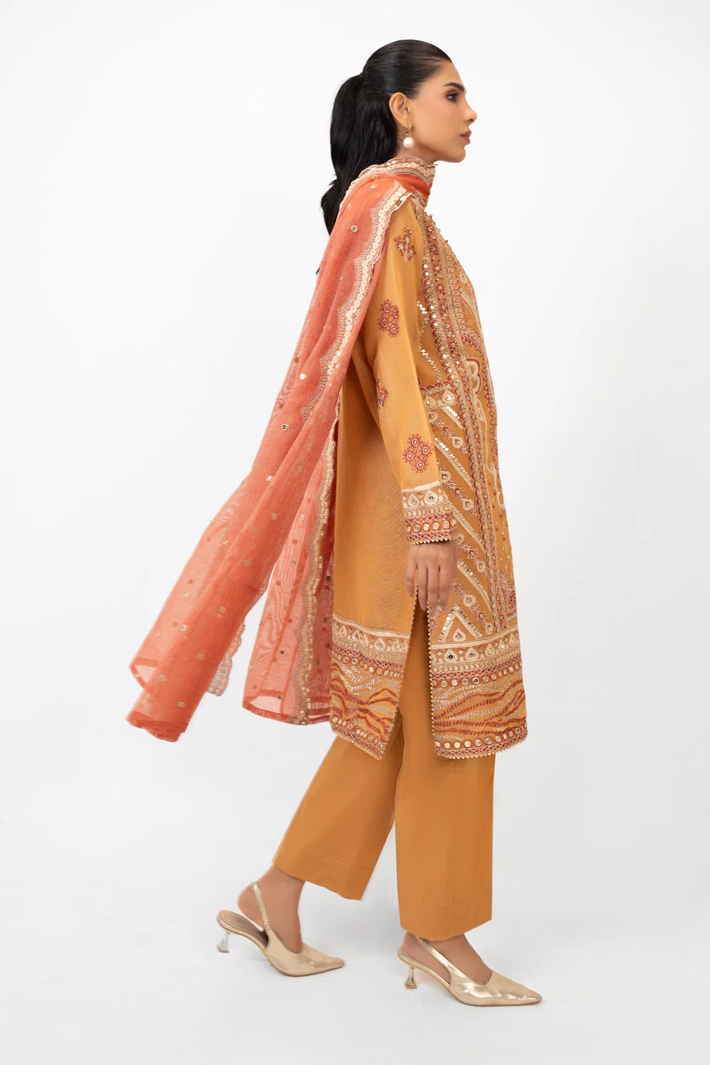 3PC Cotton Net Embroidered Suit - Image 3