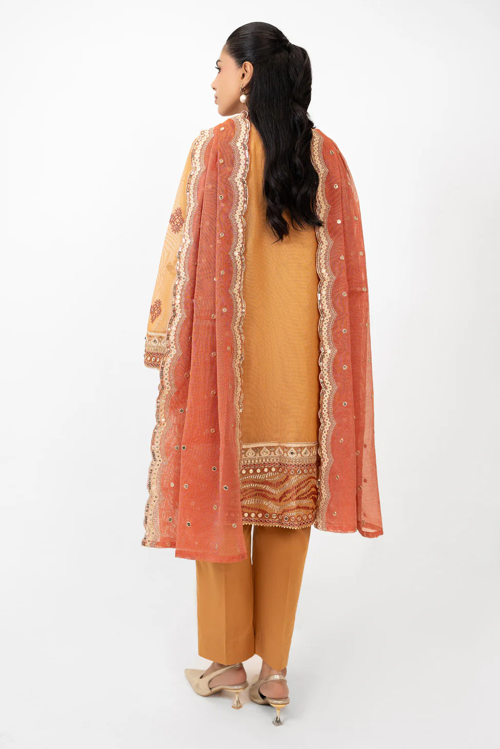 3PC Cotton Net Embroidered Suit - Image 6