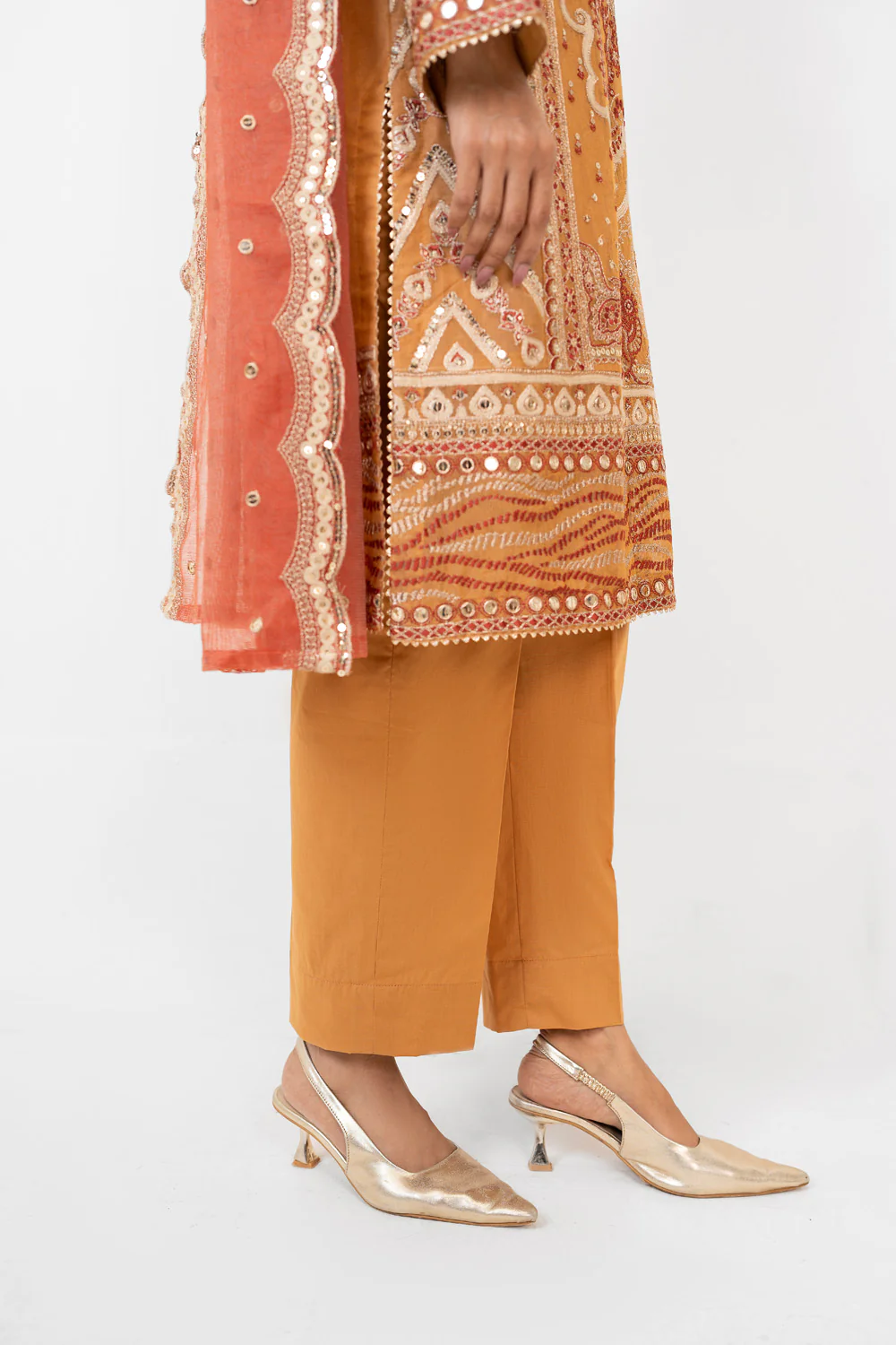 3PC Cotton Net Embroidered Suit - Image 7