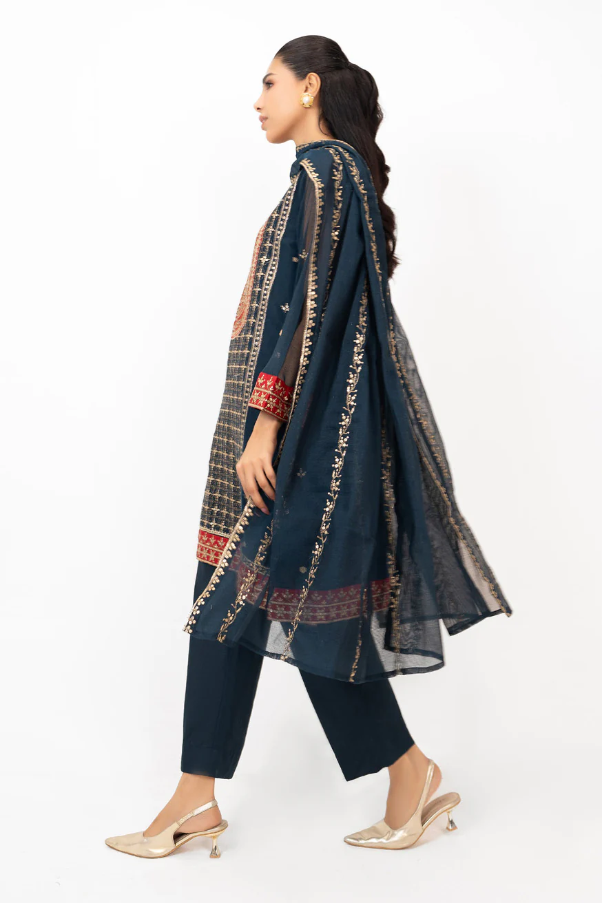 3PC Cotton Net Embroidered Suit - Image 4