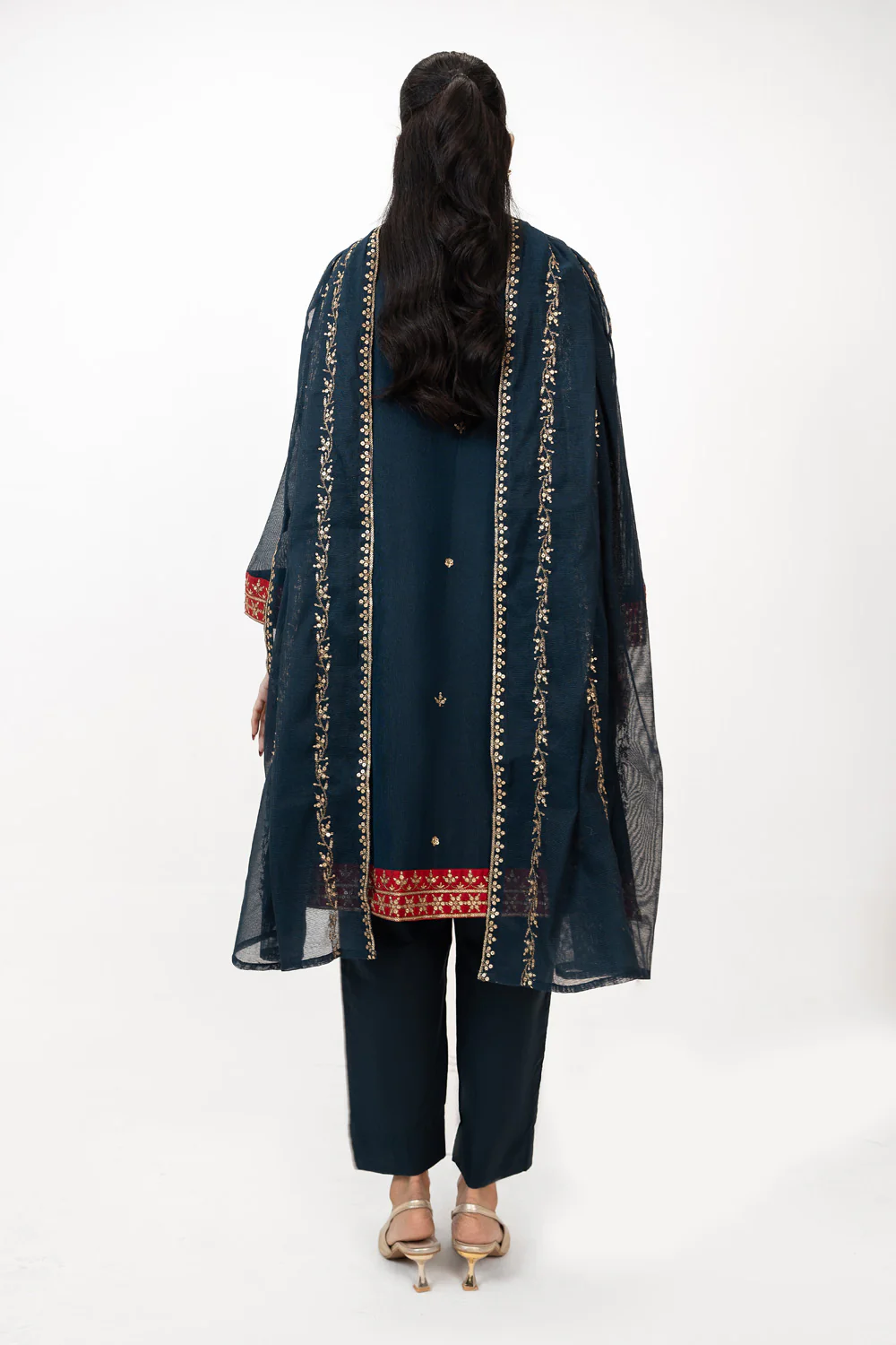 3PC Cotton Net Embroidered Suit - Image 6