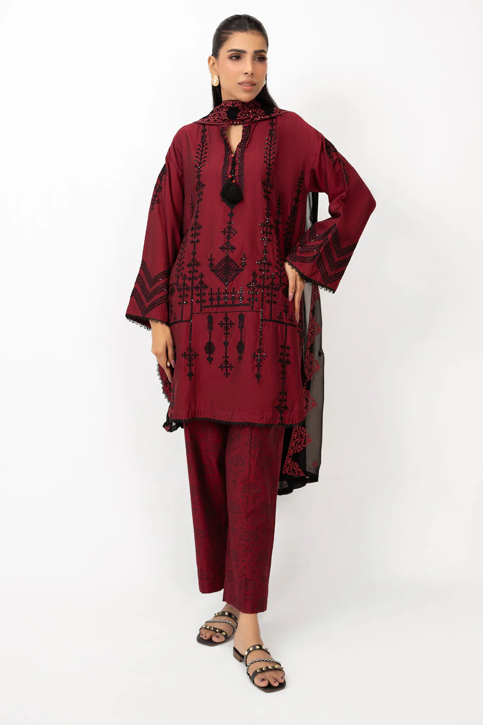 3PC Cotton Silk Embroidered Suit