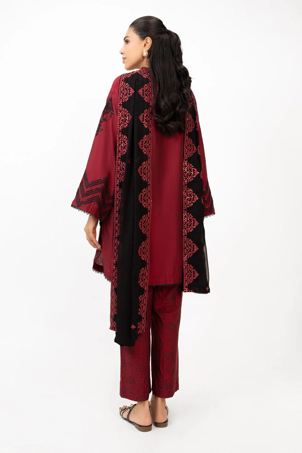 3PC Cotton Silk Embroidered Suit - Image 6