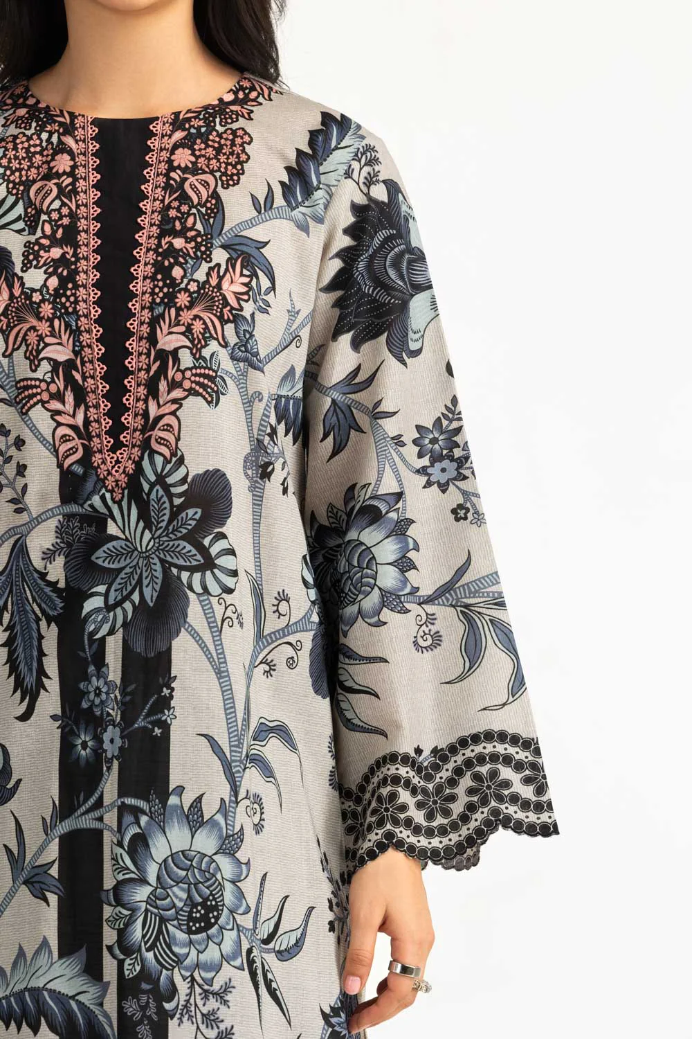 3PC Cross Hatch Printed Suit - Image 2