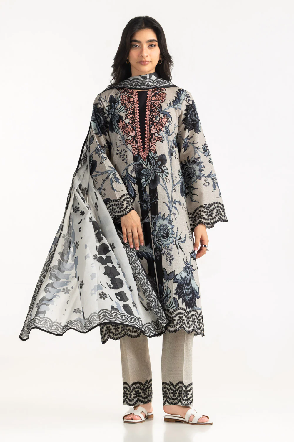 3PC Cross Hatch Printed Suit - Image 3