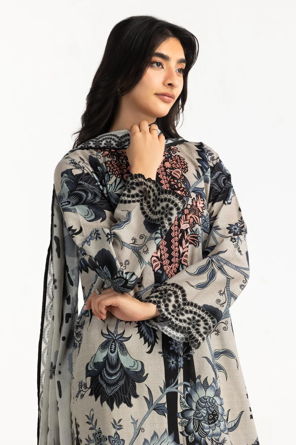 3PC Cross Hatch Printed Suit - Image 5