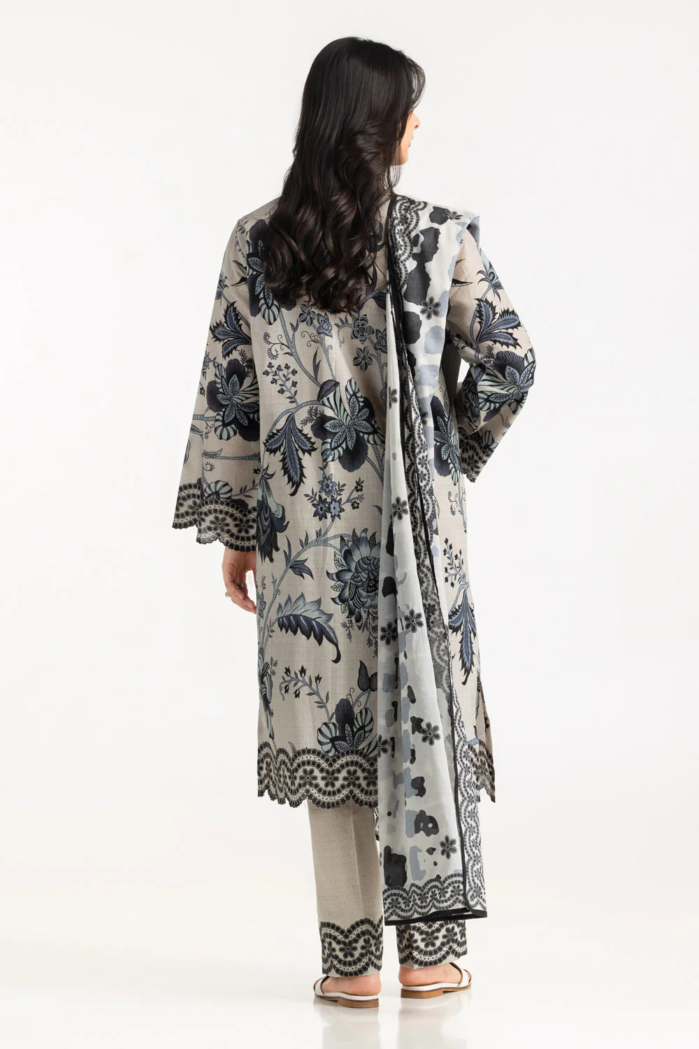 3PC Cross Hatch Printed Suit - Image 6