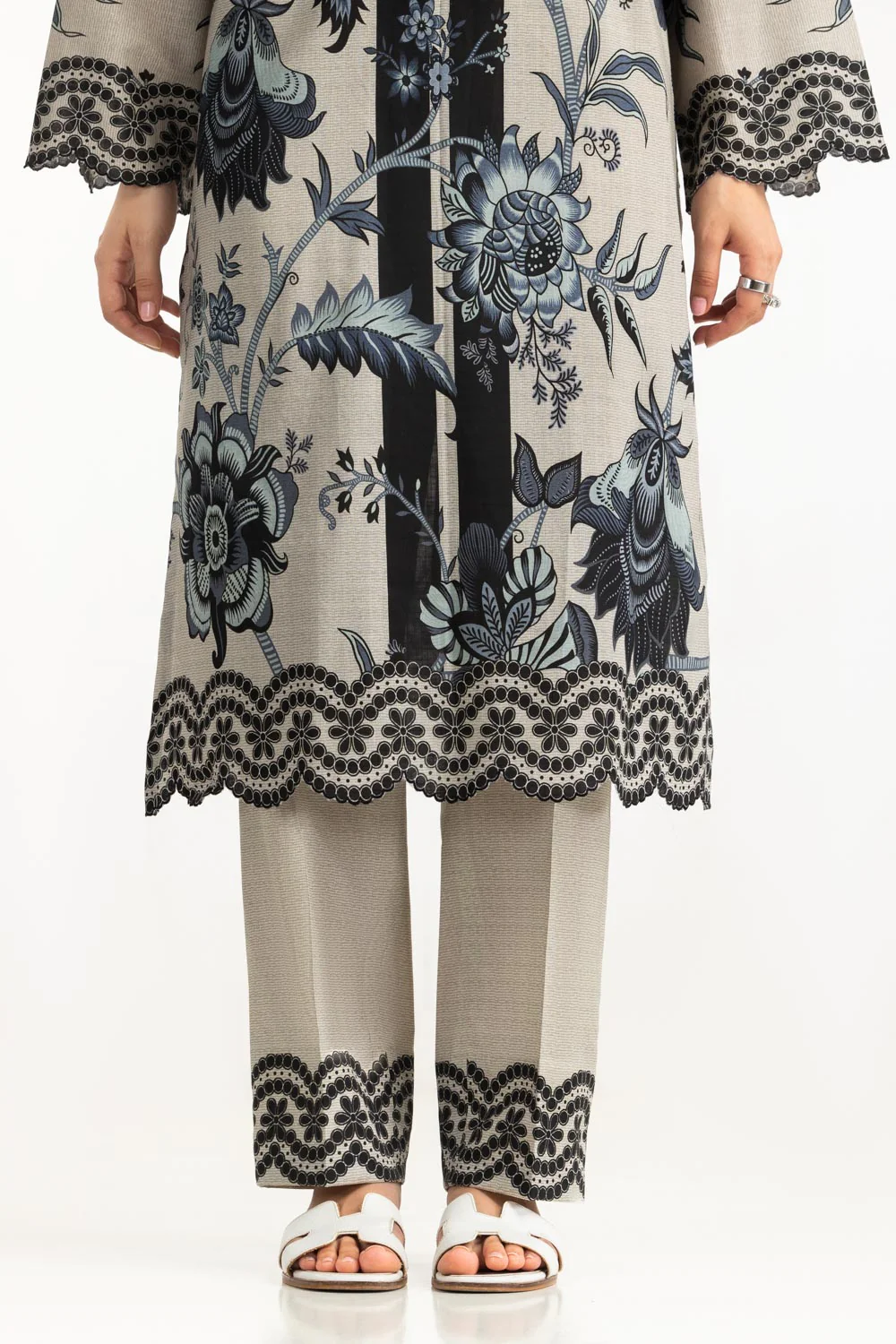 3PC Cross Hatch Printed Suit - Image 7