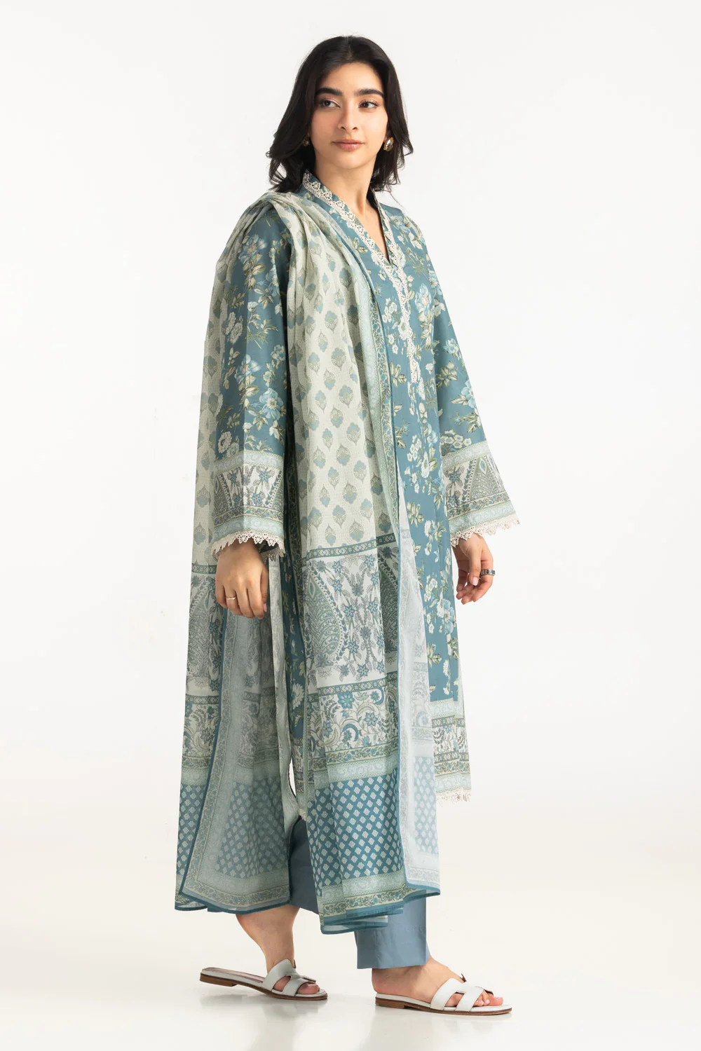 3PC Cross Hatch Printed Suit - Image 5