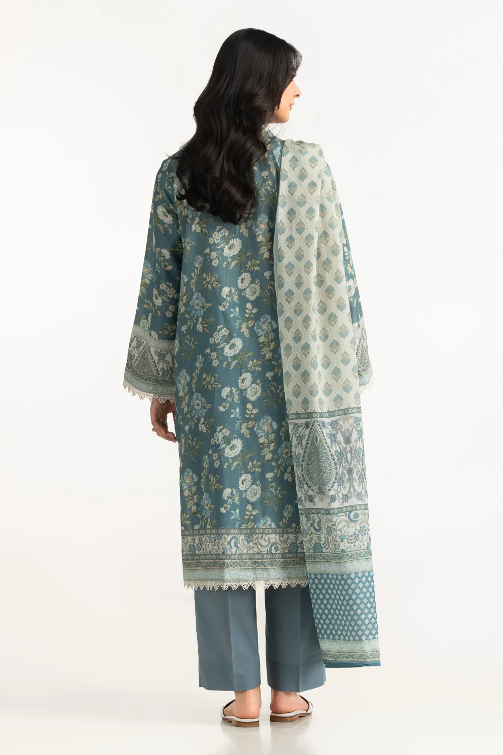 3PC Cross Hatch Printed Suit - Image 6