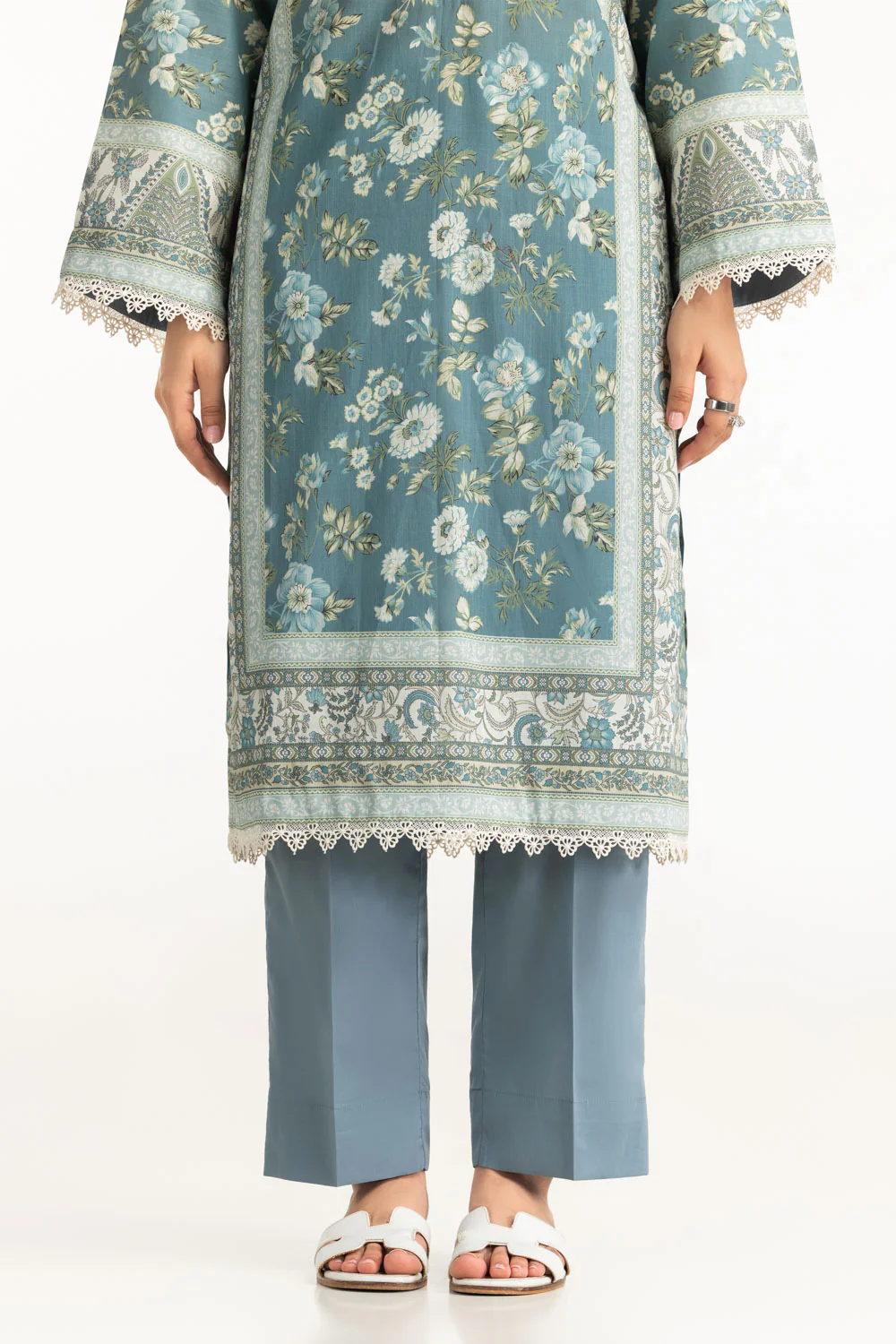 3PC Cross Hatch Printed Suit - Image 7
