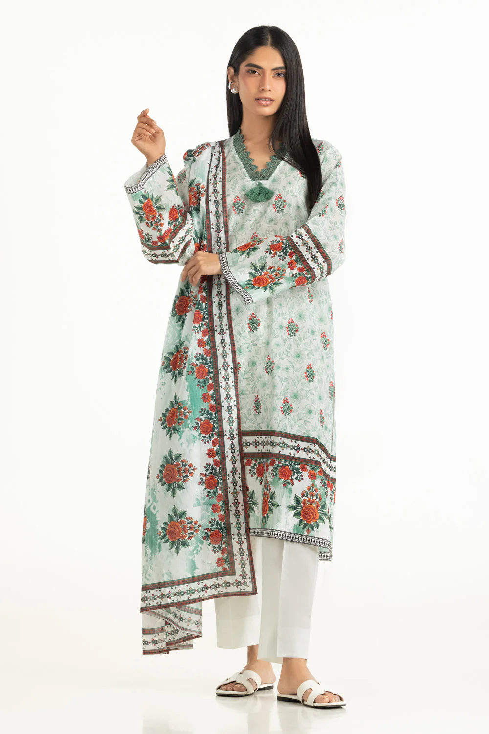 3PC Cross Hatch Printed Suit