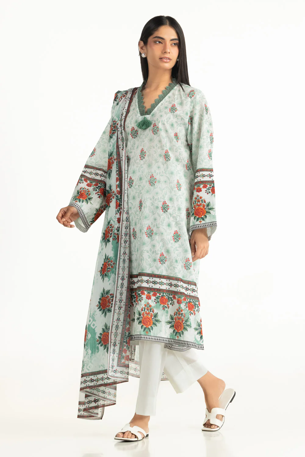 3PC Cross Hatch Printed Suit - Image 5