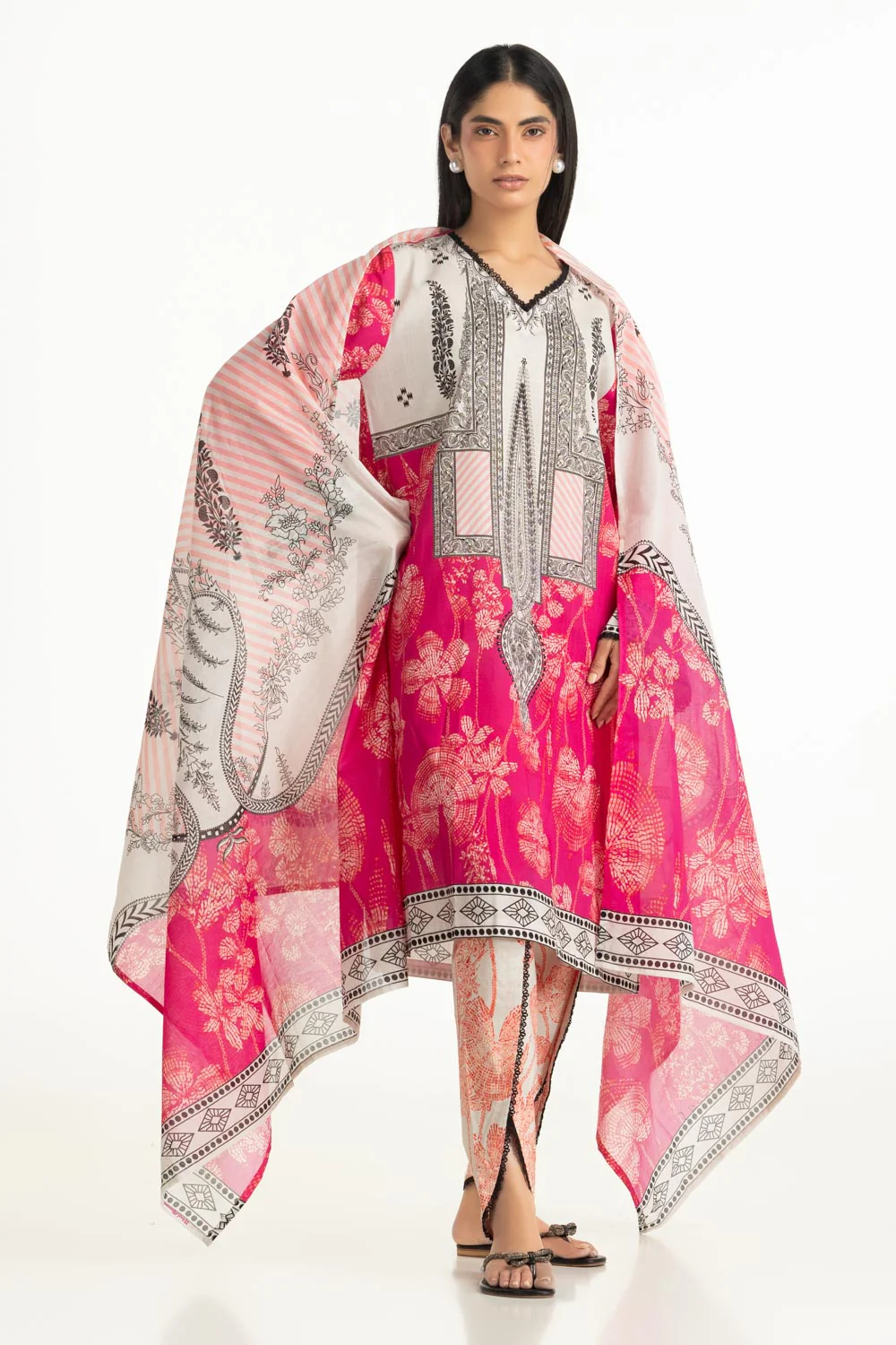 3PC Cross Hatch Printed Suit - Image 3