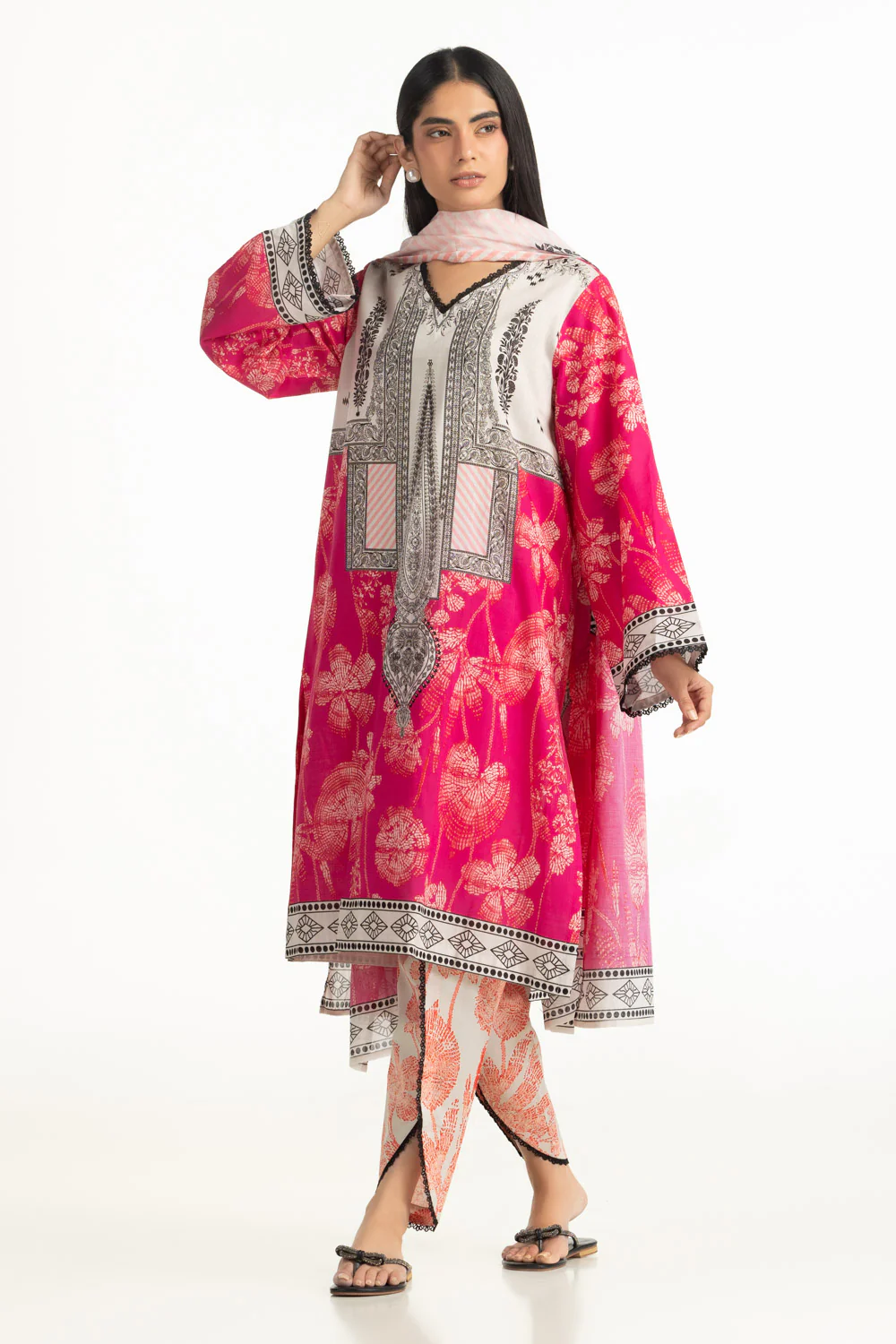 3PC Cross Hatch Printed Suit - Image 4