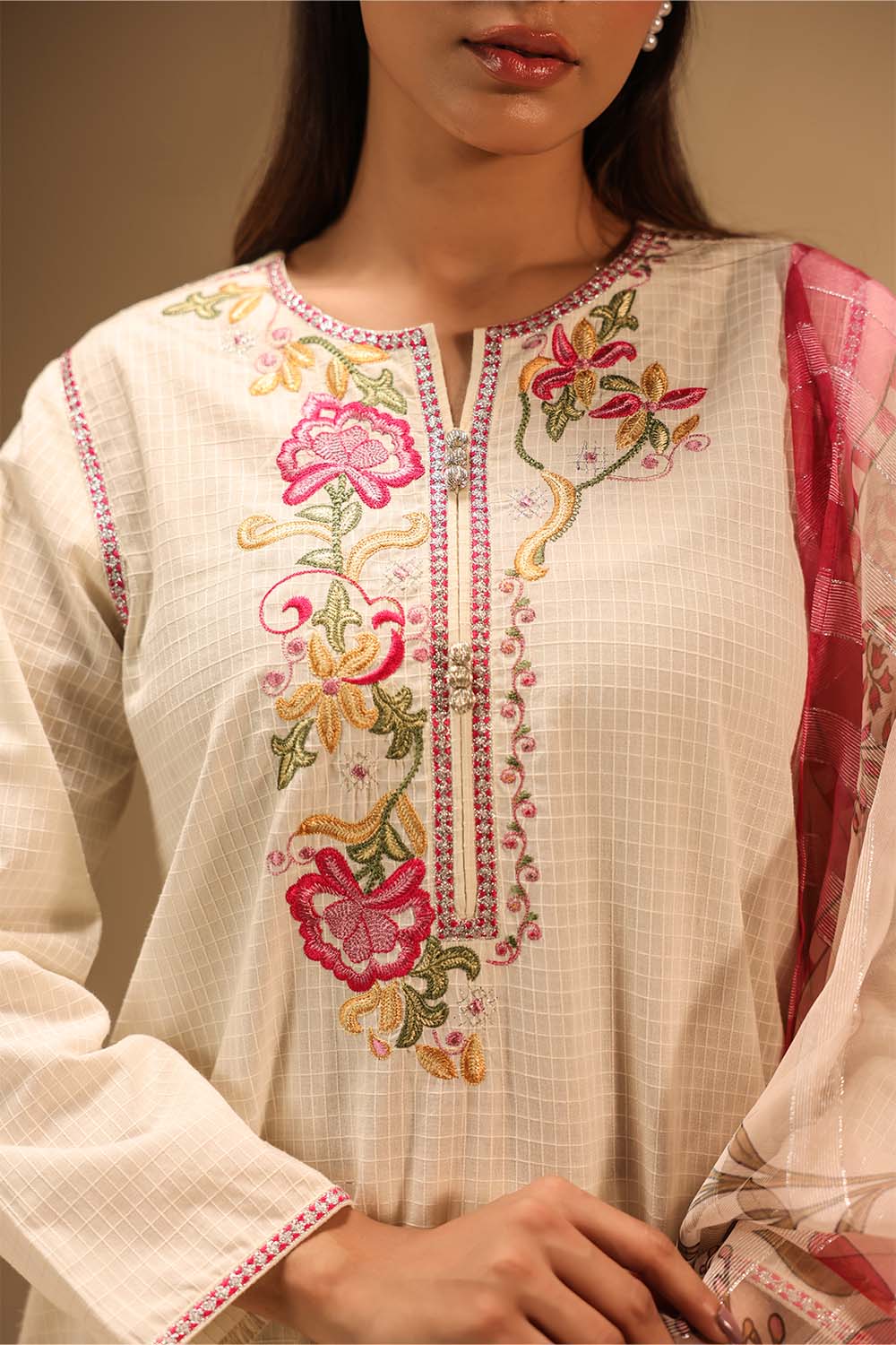 3PC Dobby Embroidered Suit - Image 2