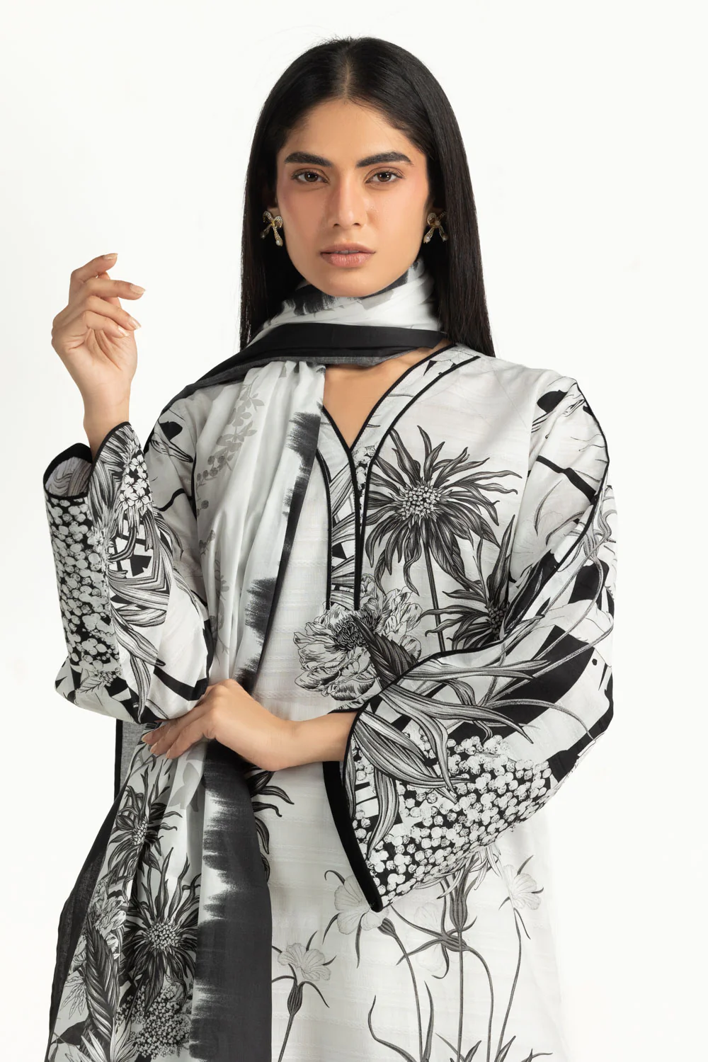 3PC Dobby Printed Suit - Image 4