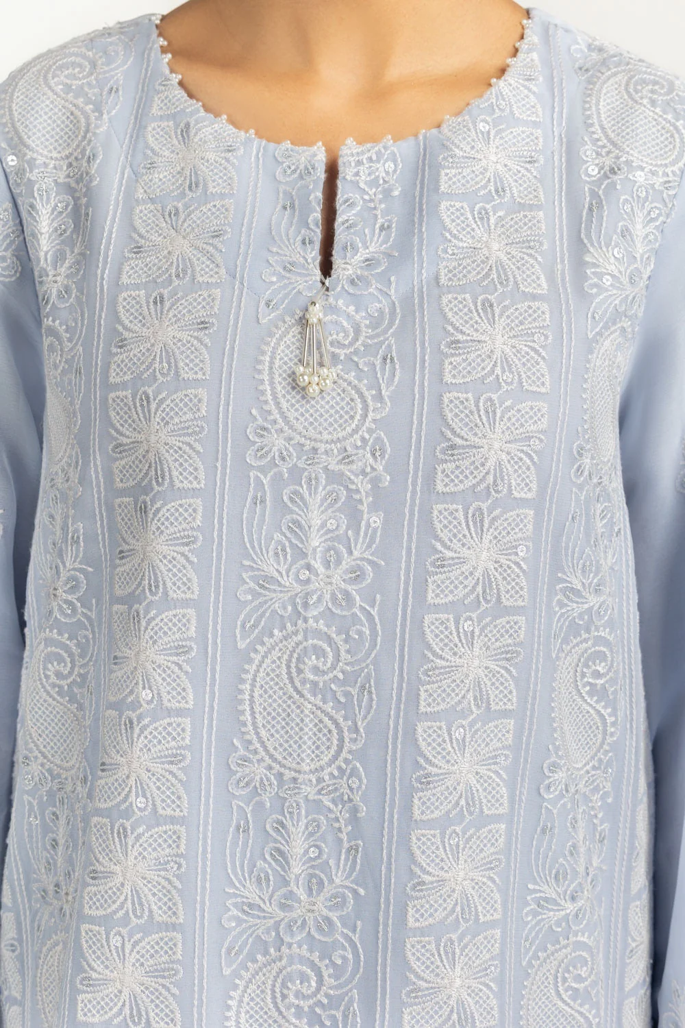 3PC Dyed Chiffon Embroidered Suit - Image 2