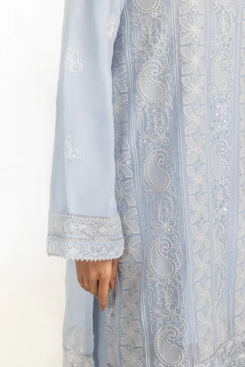 3PC Dyed Chiffon Embroidered Suit - Image 4