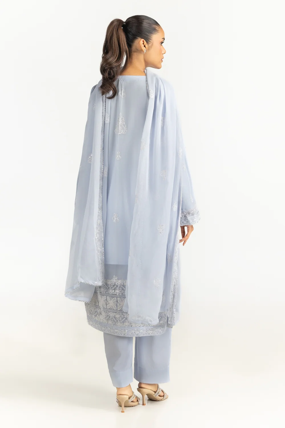 3PC Dyed Chiffon Embroidered Suit - Image 5