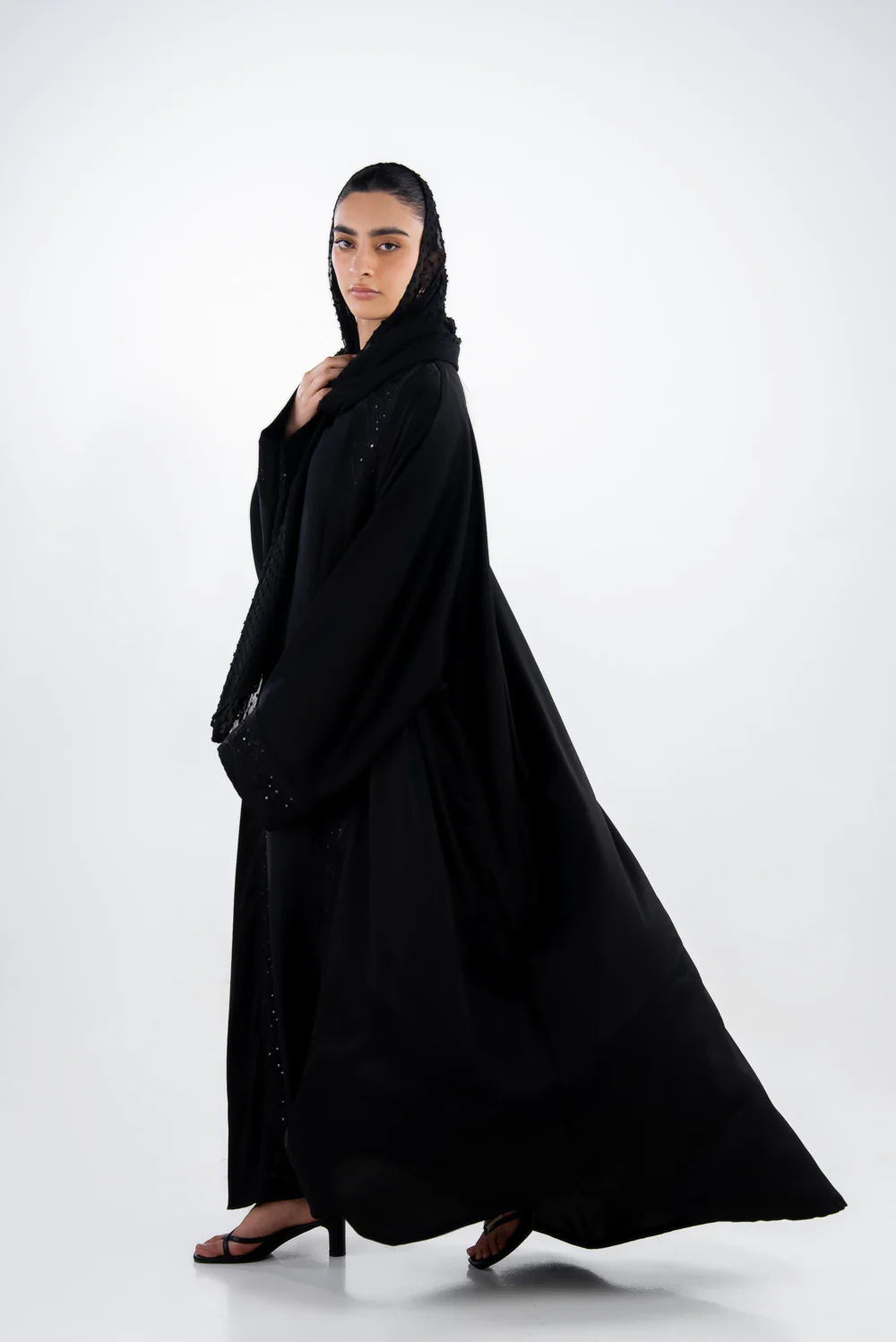 3PC Georgette Embroidered Abaya - Image 4