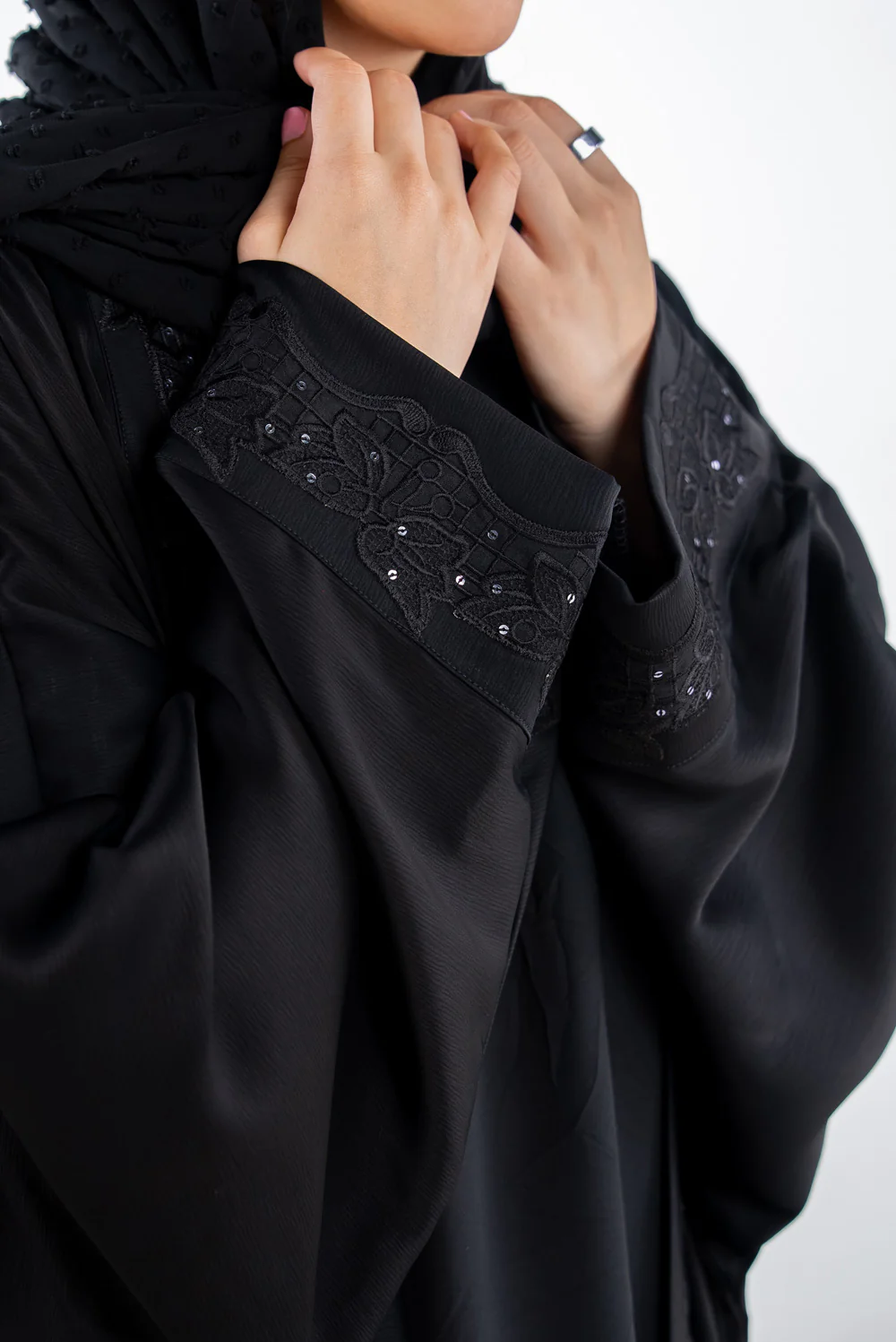 3PC Georgette Embroidered Abaya - Image 5